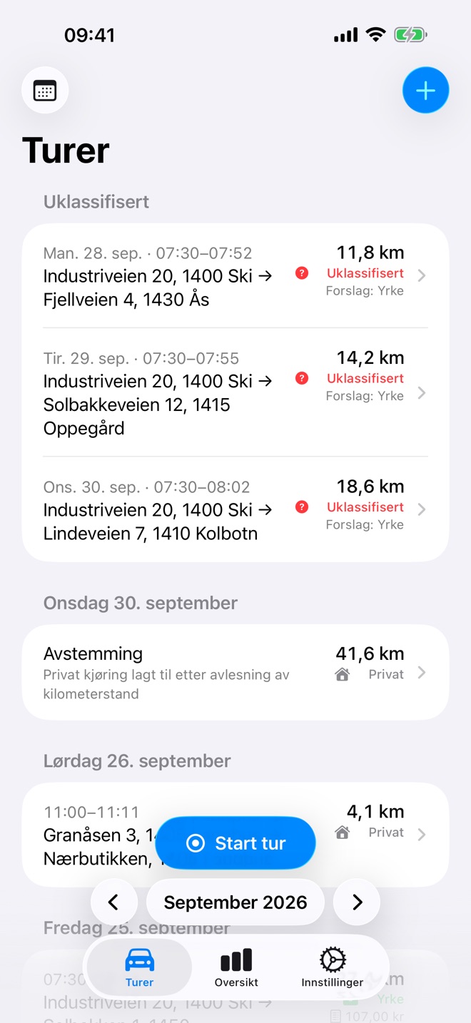 Skjermbilde fra appen: 